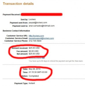 Lockerztan paypal hesabına, oradan da Banka hesabına transfer edilen para :)