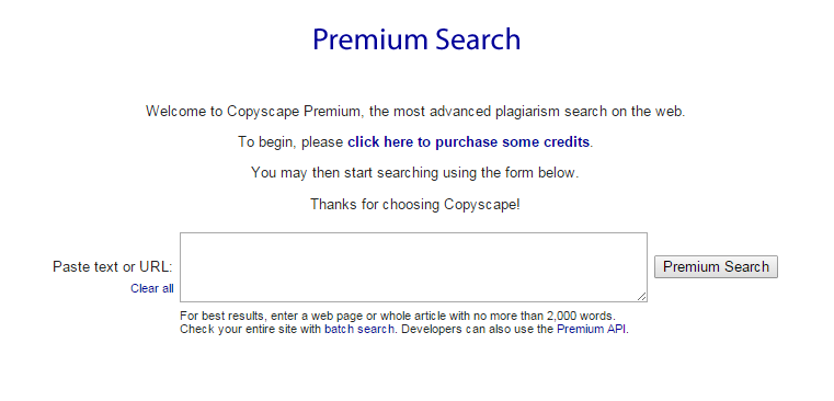 Copyscape  Premium Search