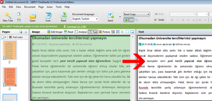 abbyy finereader ile resmi yazıya çevirme