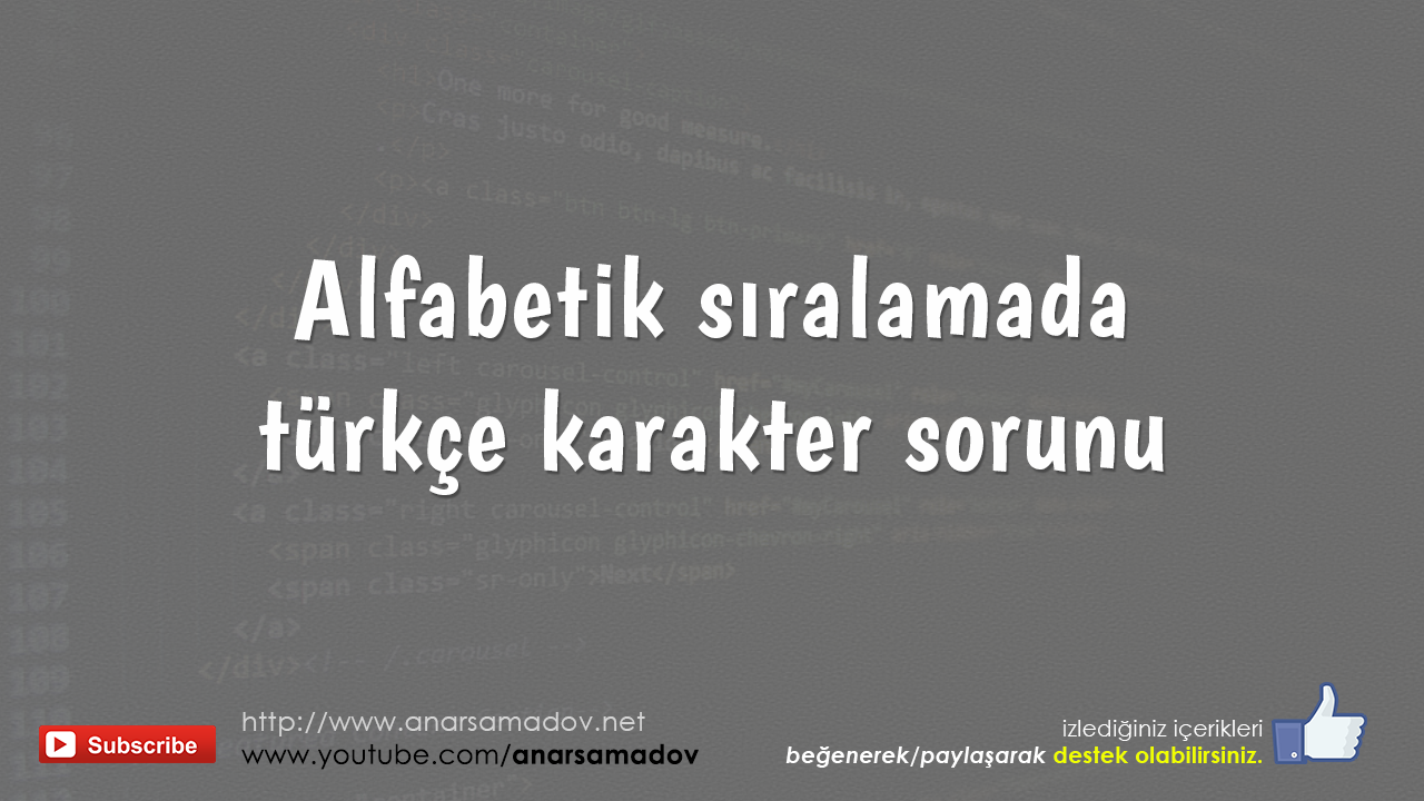 Alfabetik sıralamada türkçe karakter sorunu