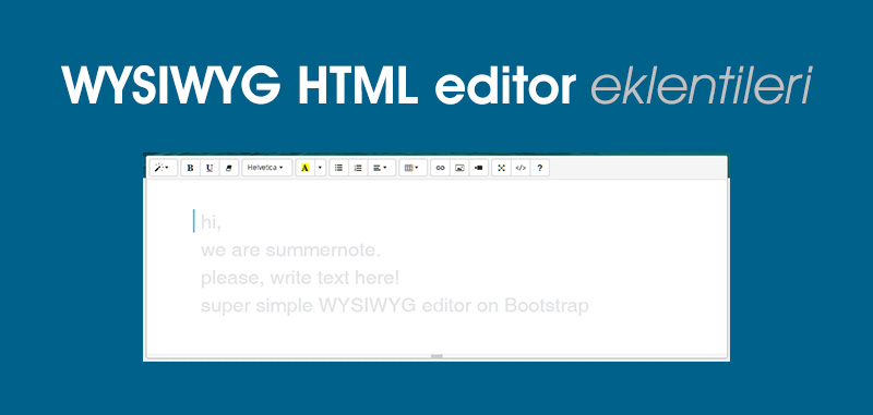 WYSIWYG HTML editor eklentileri